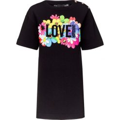 Sukienka LOVE MOSCHINO. Czarne sukienki damskie Love Moschino, na co dzień, z nadrukiem, z okrągłym kołnierzem, z krótkim rękawem, krótkie, mini, proste. Za 1040,00 zł.