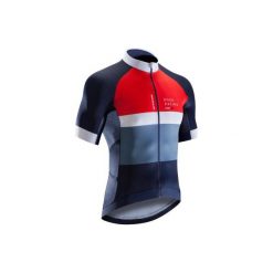 Koszulka krótki rękaw na rower szosowy ROADRACING 500 męska. Niebieskie odzież rowerowa męska marki B'TWIN, xl, na fitness i siłownię. Za 199,99 zł.