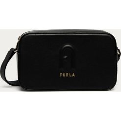 Furla - Torebka skórzana Rita. Czarne listonoszki damskie Furla, w paski, z poliesteru, na ramię, małe, bez dodatków. Za 759,90 zł.
