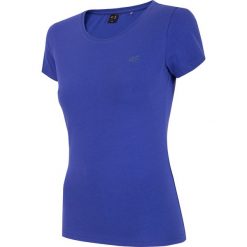 T-shirt damski TSD300 - kobalt. Niebieskie t-shirty damskie marki 4f, bez wzorów, bez kołnierzyka. Za 29,99 zł.