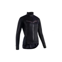 Kurtka na rower ROADRACING damska. Czarne kurtki damskie VAN RYSEL, bez wzorów, z elastanu, długie, bez kaptura, na fitness i siłownię. Za 229,99 zł.