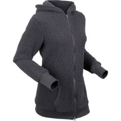 Bluza z polaru "baranek", długi rękaw bonprix szary łupkowy. Szare bluzy damskie bonprix, bez wzorów, z polaru, z długim rękawem, długie, bez kaptura. Za 129,99 zł.