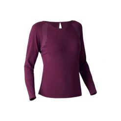 Koszulka długi rękaw Gym & Pilates 900 damska. Fioletowe bluzki sportowe damskie DOMYOS, l, z bawełny. W wyprzedaży za 69,99 zł.