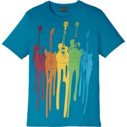 T-shirt Slim Fit bonprix ciemnoturkusowy z nadrukiem. Niebieskie koszulki męskie bonprix, xxl, z nadrukiem, bez kołnierzyka, bez rękawów. Za 42,99 zł.