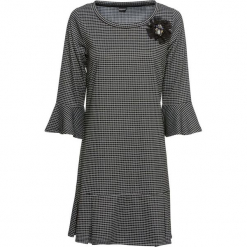 Sukienka z dżerseju, rękawy 3/4 bonprix czarno-biały w kratę. Czarne sukienki damskie bonprix, bez wzorów, z dżerseju, eleganckie, bez kołnierzyka, bez rękawów. Za 129,99 zł.