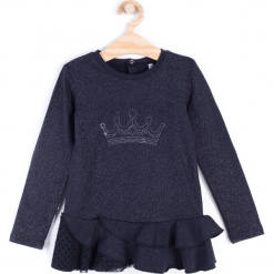 Koszulka. Czarne bluzki dziewczęce z długim rękawem marki ELEGANT BABY GIRL, z elastanu, z klasycznym kołnierzykiem. Za 34,90 zł.