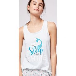 Etam - Top piżamowy Mazzie. Niebieskie piżamy damskie Etam, s, z nadrukiem, z bawełny, bez rękawów. Za 59,90 zł.