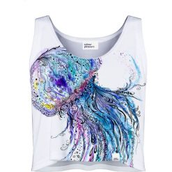 Colour Pleasure Koszulka damska CP-035 59 biało-niebieska r. XL-XXL. Białe bluzki damskie marki Colour pleasure, xl. Za 64,14 zł.