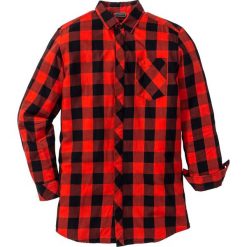 Długa koszula z długim rękawem Regular Fit bonprix czarno-czerwony w kratę. Czarne koszule męskie bonprix, xl, bez wzorów, bez kołnierzyka, z długim rękawem. Za 59,99 zł.
