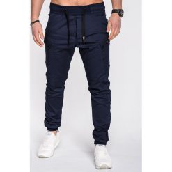 SPODNIE MĘSKIE JOGGERY P474 - GRANATOWE. Niebieskie joggery męskie Ombre Clothing, z bawełny. Za 89,00 zł.