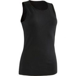Top Gym & Pilates 500 damski. Niebieskie topy damskie DOMYOS, xs, bez wzorów, z elastanu, bez kołnierzyka. Za 19,99 zł.