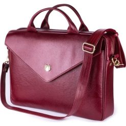 Skórzana torba aktówka damska na laptopa FELICE burgundowa - Burgundowy. Czerwone aktówki damskie Felice, bez wzorów, z bawełny. Za 499,99 zł.