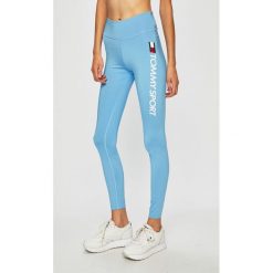 Tommy Sport - Legginsy. Niebieskie spodnie damskie Tommy Sport, s, z nadrukiem, z elastanu. W wyprzedaży za 199,90 zł.