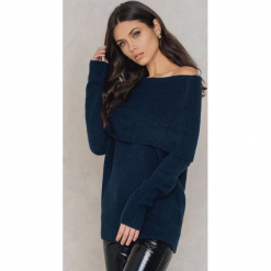 Rut&Circle Sweter Vera - Blue. Niebieskie swetry damskie Rut&Circle, bez wzorów, z długim rękawem, długie, bez kaptura. W wyprzedaży za 48,58 zł.
