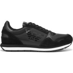 Emporio Armani Tenisówki Czarny. Czarne trampki męskie Emporio Armani, bez wzorów, ze skóry, bez zapięcia. Za 865,95 zł.