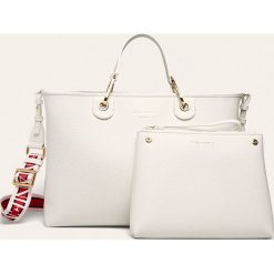 Emporio Armani - Torebka. Białe torby damskie na zakupy Emporio Armani, w paski, z poliesteru, na ramię, duże, bez dodatków. Za 899,90 zł.
