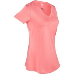 Shirt sportowy (2 szt.), krótki rękaw bonprix dymny koralowy + czarny. Różowe bluzki sportowe damskie bonprix, bez wzorów, bez kołnierzyka, z krótkim rękawem, krótkie, bez kaptura. Za 85,98 zł.