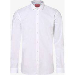 HUGO - Koszula męska łatwa w prasowaniu – Erondon, biały. Białe koszule męskie HUGO, m, z napisami, eleganckie, bez kołnierzyka, bez rękawów. Za 349,95 zł.