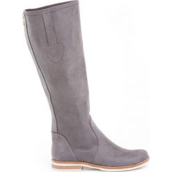 Kozaki - skóra naturalna - model 127 - kolor szary. Szare kozaki damskie Zapato, na lato, z jeansu, klasyczne, z okrągłym noskiem, na zamek. W wyprzedaży za 391,20 zł.