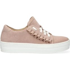 Sneakersy różowe pudrowe z falbaną. Różowe sneakersy damskie Arturo Vicci, ze skóry. Za 239,00 zł.