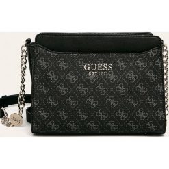 Guess Jeans - Torebka. Czarne listonoszki damskie Guess Jeans, w paski, z bawełny, na ramię, małe, bez dodatków. W wyprzedaży za 399,90 zł.