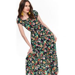 Printowana sukienka maxi z marszczeniami. Czarne sukienki damskie Top Secret, na co dzień, na lato, bez wzorów, eleganckie, bez kołnierzyka, z długim rękawem, długie, mini. W wyprzedaży za 69,99 zł.
