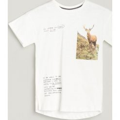 Bawełniany t-shirt z fotograficznym nadrukiem -. T-shirty męskie Reserved, z nadrukiem, z bawełny, bez kołnierzyka. Za 35,99 zł.