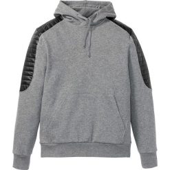 Bluza biker z wstawkami ze sztucznej skóry SLIM FIT bonprix szary melanż. Szare bluzy męskie bonprix, s, bez wzorów, ze skóry, z kapturem, bez rękawów, z kapturem. Za 79,99 zł.