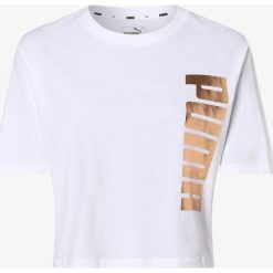 Puma - T-shirt damski, biały. Białe t-shirty damskie Puma, s, z napisami, bez kołnierzyka. Za 119,95 zł.