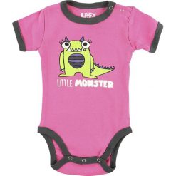 Body niemowlęce: Lazy One Little Monster Body różowy/ciemnoszary
