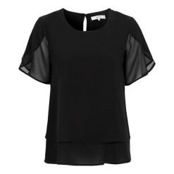 Soyaconcept Bluzka Odina czarny female czarny XL (44). Czarne bluzki damskie Soyaconcept, s, bez wzorów, z szyfonu, eleganckie, z okrągłym kołnierzem, z krótkim rękawem. W wyprzedaży za 109,00 zł.