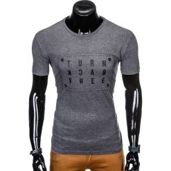 T-SHIRT MĘSKI Z NADRUKIEM S975 - GRAFITOWY. Szare t-shirty męskie z nadrukiem marki Ombre Clothing, m. Za 29,00 zł.