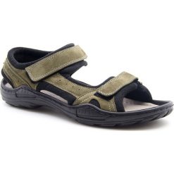 Sandały męskie: Sandały męskie skórzane khaki Koher