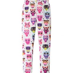 Legginsy dziewczęce: Legginsy z nadrukiem w sowy bonprix biel wełny wzorzysty