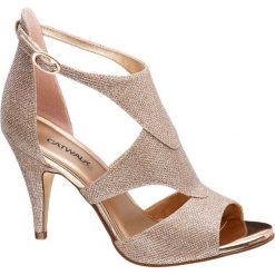 Szpilki damskie Catwalk rosegold. Różowe czółenka damskie marki Catwalk, bez wzorów, z materiału, bez obcasa, na obcasie, bez zapięcia. Za 119,90 zł.