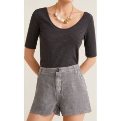 Mango - Szorty Grey. Szare szorty damskie Mango, s, bez wzorów, ze lnu, casualowe. Za 119,90 zł.