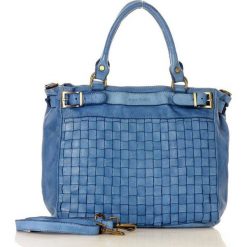 MARCO MAZZINI Torebka skórzana vintage shopper pelle lavata niebieska. Niebieskie torby damskie na zakupy MAZZINI, w paski, ze skóry, vintage, bez dodatków. Za 499,00 zł.