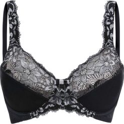 Biustonosz minimizer bonprix czarno-szaro-cielisty. Czarne biustonosze bonprix, w koronkowe wzory, z koronki. Za 59,99 zł.