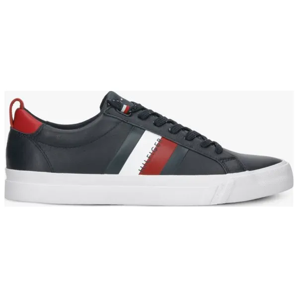 Tommy Hilfiger Flag Detail Leather Sneaker buty męskie, granatowy, rozmiar 44. Niebieskie buty sportowe męskie TOMMY HILFIGER, z bawełny, bez zapięcia. Za 449,99 zł.