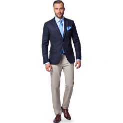 Marynarka Granatowa w Kratę FRODO. Szare marynarki męskie slim fit LANCERTO, z kaszmiru. W wyprzedaży za 299,90 zł.