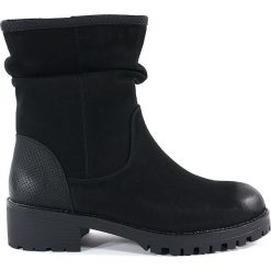 BOTKI DAMSKIE SER BT0528 CZA. Botki damskie Sergio Leone, ze skóry, bez obcasa, bez zapięcia. Za 69,00 zł.