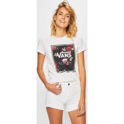 Vans - T-shirt/polo VN0A47WIWHT1. Białe bluzki damskie Vans, s, z nadrukiem, z bawełny, z okrągłym kołnierzem. Za 139,90 zł.