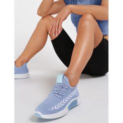 Niebieskie Buty Sportowe Strido. Niebieskie buty sportowe damskie Renee, bez wzorów, z materiału, sportowe. Za 59,99 zł.