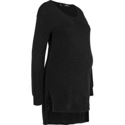 Długi sweter ciążowy bonprix czarny. Czarne swetry damskie bonprix, bez wzorów, z długim rękawem, długie, bez kaptura. Za 109,99 zł.