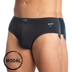 Dwupak męskich slipów LAMA Design Modal. Brązowe slipy męskie Lama, s, bez wzorów, z dzianiny. Za 51,99 zł.