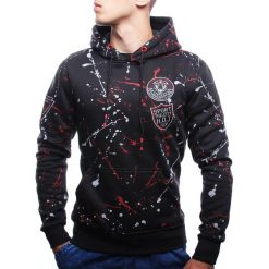 Bluza męska z kapturem czarna Recea. Czarne bluzy męskie Recea, xl, z aplikacjami, z bawełny, z kapturem, bez rękawów, z kapturem. Za 63,20 zł.