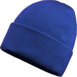 Niebieska, Błękitna Męska Zimowa Czapka -EM Men's Accessories- Ciepła, Beanie CPAEMACS00072. Niebieskie czapki męskie Em men's accessories, na zimę, bez wzorów, ze skóry. Za 39,99 zł.