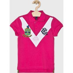 Polo Ralph Lauren - Top dziecięcy 128-176 cm. Różowe bluzki dziewczęce Polo Ralph Lauren, z aplikacjami, z elastanu, polo, z krótkim rękawem, krótkie, bez kaptura. Za 319,90 zł.