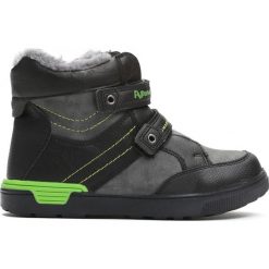 Czarno-Szare Traperki Autumn Years. Szare buty chłopięce zimowe marki Born2be, z materiału, z okrągłym noskiem. Za 69,99 zł.