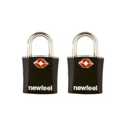 Zestaw 2 kłódek na klucz TRAVEL. Czarne plecaki męskie marki NEWFEEL, bez wzorów. Za 29,99 zł.